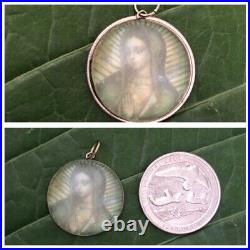 RARE ANTIQUE Religious 9 k 9 ct gold Virgin of Guadalupe picture charm pendant