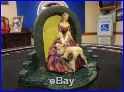 RARE ANTIQUE SIGNED LM FIELACK BEAUTIFUL LADY WithDOG CHALKWARE TV LAMP LIGHT