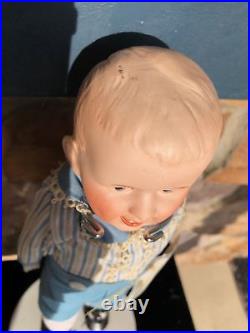 RARE Antique 1910 GEBRUDER HEUBACH JOINTED BOY BISQUE DOLL 13.5 BEAUTIFUL FACE