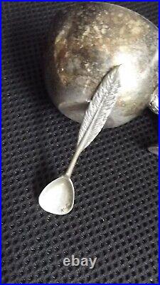 RARE Antique Australian Emu Salt / EPNS & matching beautiful little Spoon