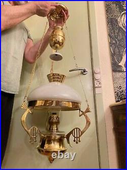 RARE Antique BEAUTIFUL Adjustable Hanging Chain Lamp Pendant Pendel Lamp