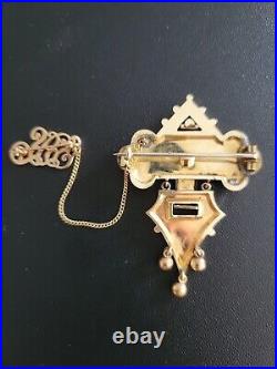 RARE Antique Beautiful Victorian 10k Gold Enamel Brooch Pendant
