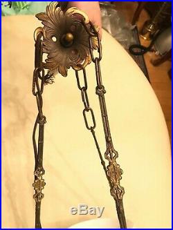 RARE Antique Bronze Hanging Chain Lamp BEAUTIFUL Ornaments