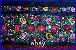 RARE Antique GIANT beautiful Hungarian MATYO Silk Embroidery Tapestry 76
