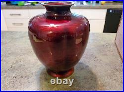 RARE Antique Japanese Cloisonne Pigeon Blood Makers Mark 7.5 Beautiful Vase