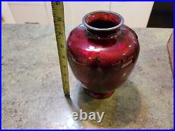 RARE Antique Japanese Cloisonne Pigeon Blood Makers Mark 7.5 Beautiful Vase