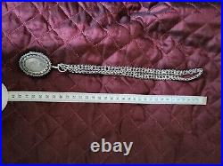 RARE Antique Victorian 1884 Sterling Silver Book Chain and Locket Pendant 56.0g