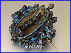 RARE Antique brooch -Soldier in Conquistador armour standing and armed, Enamel