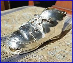 RARE BEAUTIFUL ANTIQUE SOLID SILVER LARGE LACED SHOE PIN CUSHION c1920