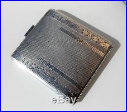 RARE BEAUTIFUL Lutz & Weiss SOLID SILVER FLORAL DESIGN CIGARETTE/CARD CASE