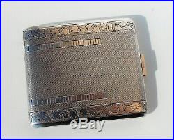RARE BEAUTIFUL Lutz & Weiss SOLID SILVER FLORAL DESIGN CIGARETTE/CARD CASE