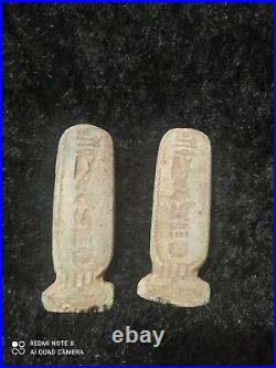 RARE Beautiful ANCIENT EGYPTIAN ANTIQUE Pharaonic Cartridges Green Stone 2 piece