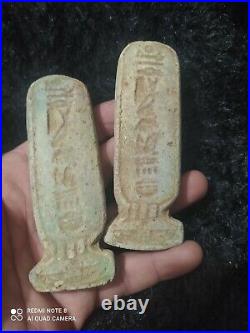 RARE Beautiful ANCIENT EGYPTIAN ANTIQUE Pharaonic Cartridges Green Stone 2 piece