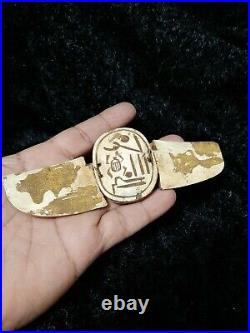 RARE Beautiful ANCIENT EGYPTIAN ANTIQUE Winged Scarab Pharaonic Stone Handmade