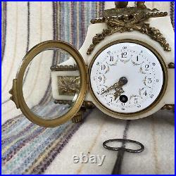 RARE Beautiful Antique French Gilt Bronze Ormolu Cherub Onyx 8 Day Clock 1800s