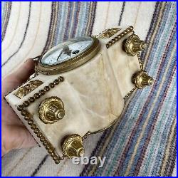 RARE Beautiful Antique French Gilt Bronze Ormolu Cherub Onyx 8 Day Clock 1800s