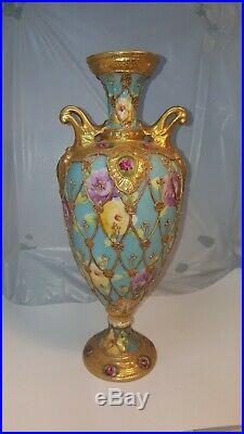RARE, Beautiful, Antique Royal Kinran Nippon Vase With Moriage Decoration