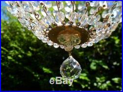 RARE! Beautiful French Antique All Vintage Lead Crystal Bag Chandelier 2 PAIR