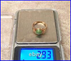 RARE Beautiful Russian Vintage Ring Natural Turquoise Gold 583 14K S 7 Antique