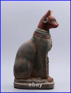 RARE EGYPTIAN CAT Antique EGYPT BASTET GODDESS BEAUTIFUL STATUE STONE BC