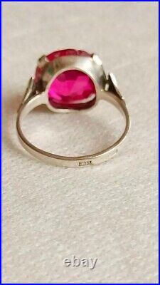 RARE Unique Russian VINTAGE Ring Tourmaline Sterling Silver 875 Size 6.5 Jewelry