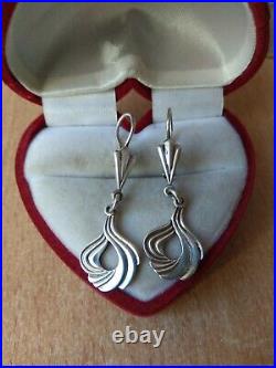 RARE old retro antique Beautiful Vintage earrings SILVER stamp Jewelry
