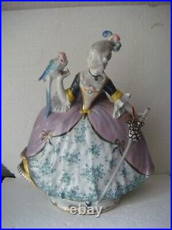 RRR RARE Antique Vintage Beautiful Karl Ens Porcelain Figurine Lady With Parrot