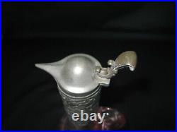 Rare 19th Century Beautiful Hand blown Glass & Pewter Claret Jug Decanter French