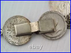 Rare Antique 1870's & 1880's Us Seated Liberty 10 Cent Coin Love Token Bracelet
