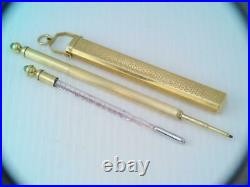 Rare Antique 18k Solid Gold Doctors Thermometer Mechanical Pencil & Case Pendant