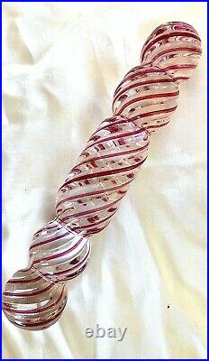 Rare Antique Beautiful French Cranberry Swirl Glass Knife Rest Baccarat
