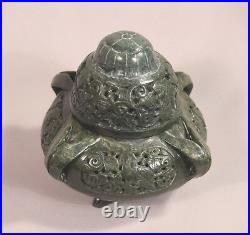 Rare Antique Chinese Beautifully Carved Spinach Jade Pierced Censer
