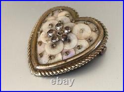 Rare Antique Edwardian Creator Brooch Heart covered w. Mother of Pearl Sequins