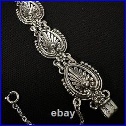 Rare Antique Estate Sterling Silver Heart Floral Guglielmo Cini Bracelet 7 1/2
