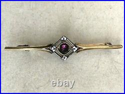 Rare Antique French Victorian Brooch Gold Plated Signed ORIA Amethyst