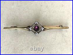Rare Antique French Victorian Brooch Gold Plated Signed ORIA Amethyst