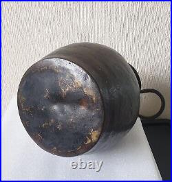 Rare Antique Hammered Bronze Cauldron Twin Handle High Neck 8 Beautiful Patina