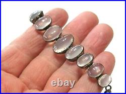 Rare Antique High Grade Moonstone Bracelet Oval Cabochons & 925 Sterling Silver