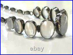 Rare Antique High Grade Moonstone Bracelet Oval Cabochons & 925 Sterling Silver