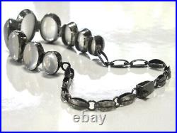 Rare Antique High Grade Moonstone Bracelet Oval Cabochons & 925 Sterling Silver