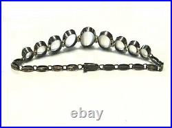 Rare Antique High Grade Moonstone Bracelet Oval Cabochons & 925 Sterling Silver