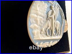 Rare Antique Light Blue Dip Wedgwood Jasper Ware Cameo Necklace Zeus Pegasus Box