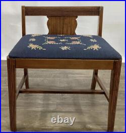 Rare Antique Needlepoint Bench With Low Back Beautiful