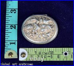 Rare Antique Silver Beautiful Repousse Hindu God Krishna Box/Locket. G10-68