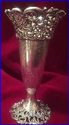 Rare Antique Spaulding Co. STERLING SILVER VASE BEAUTIFUL Very Detailed