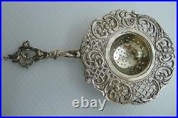 Rare Antique Tea Strainer Beautiful Art Nouveau Silver 800