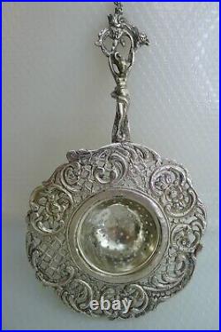Rare Antique Tea Strainer Beautiful Art Nouveau Silver 800