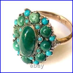 Rare Antique Turquoise 9ct Gold Ring