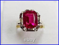 Rare Antique Unisex Gold Ring 6K with Ruby Spinel Gemstone