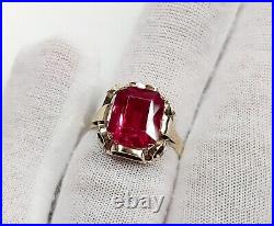Rare Antique Unisex Gold Ring 6K with Ruby Spinel Gemstone